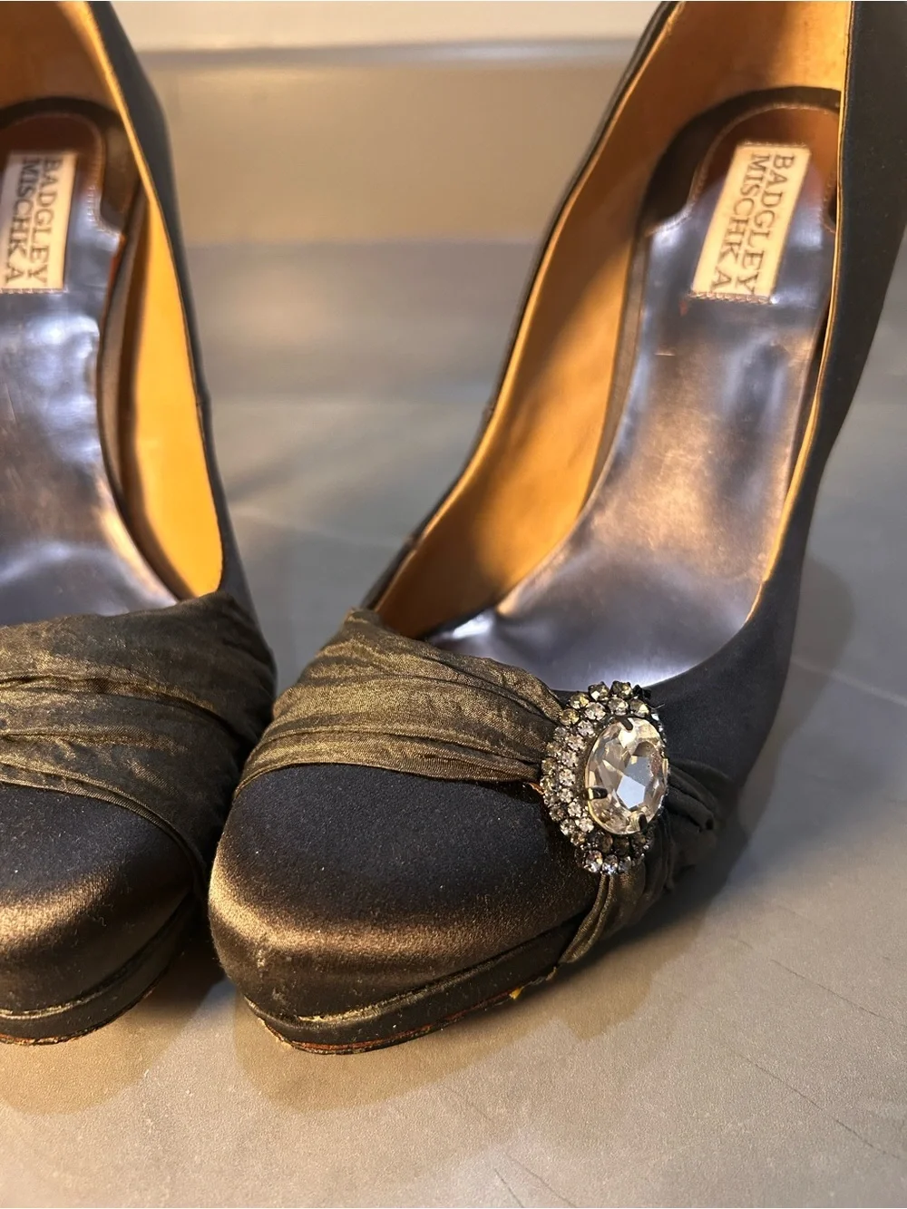Badgley Mischka Satin Jewel high heels
